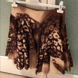 Leopard print pleated silk skirt